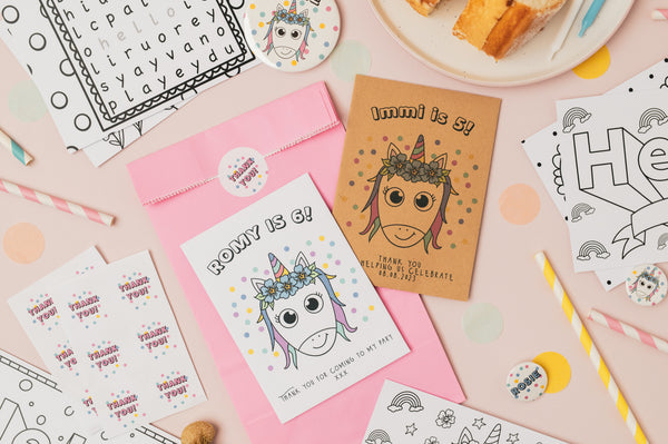 Rainbow Unicorn Seed Packet Party Favours