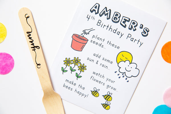 Happy Bee Wildflower Seed Birthday Party Favours