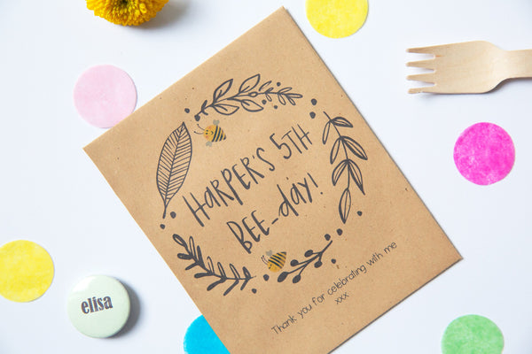 Wildflower Seed Packet Birthday Party Favours
