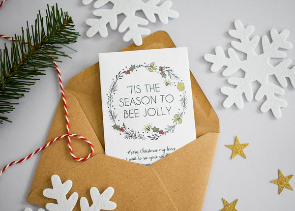 Bee Jolly Christmas Card Alternative Seed Packet