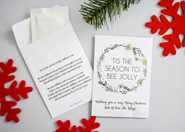 Bee Jolly Christmas Card Alternative Seed Packet
