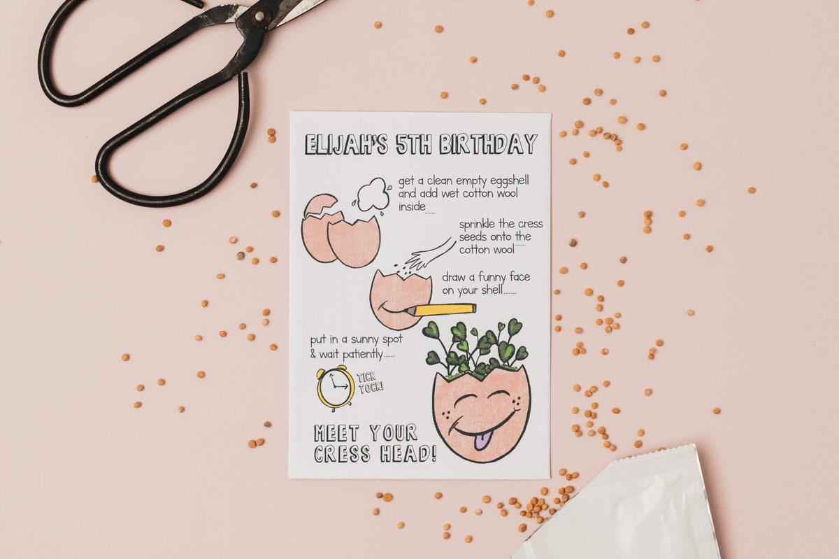 Cress Head Seed Packet Party Favours – The Paper Wild