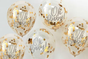 Oh Baby! Gold Confetti Baby Shower Balloons